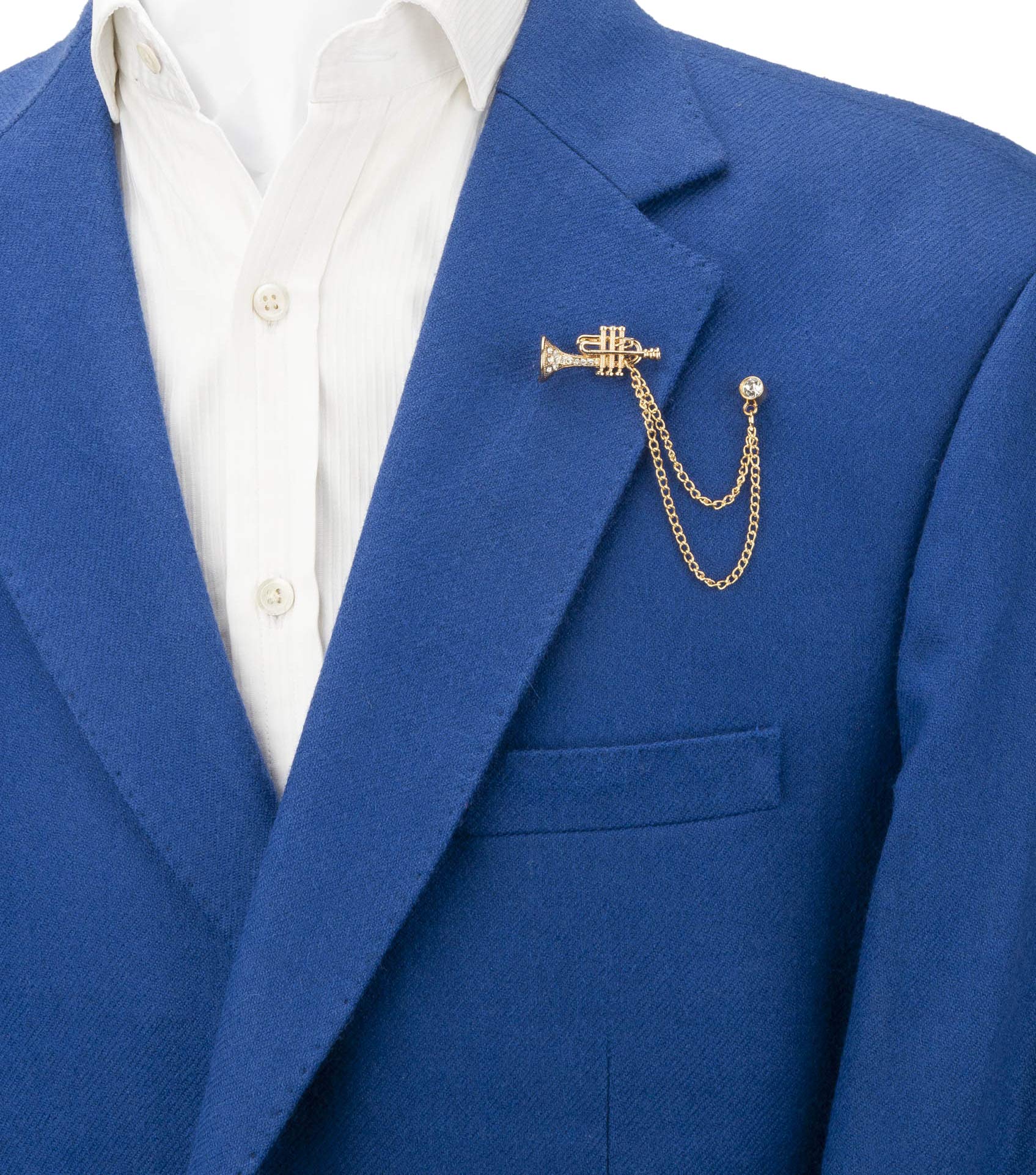 Trumpet with Hanging Chain Lapel Pin/Brooch